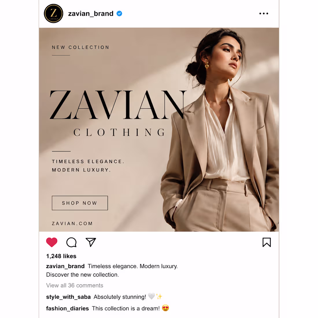 Cover image for 🤍 Zavian Clothing — Instagram