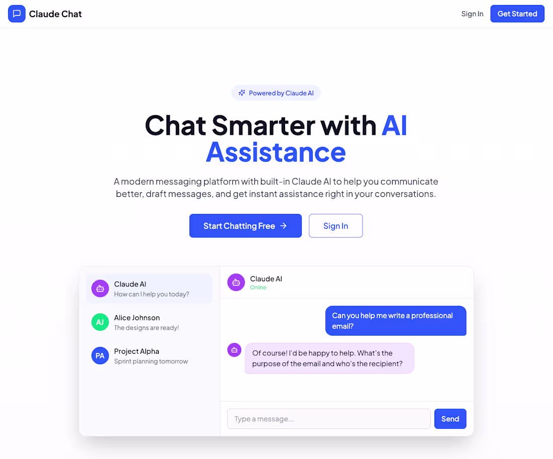 Cover image for Claude Chat Assistant
A modern real-time