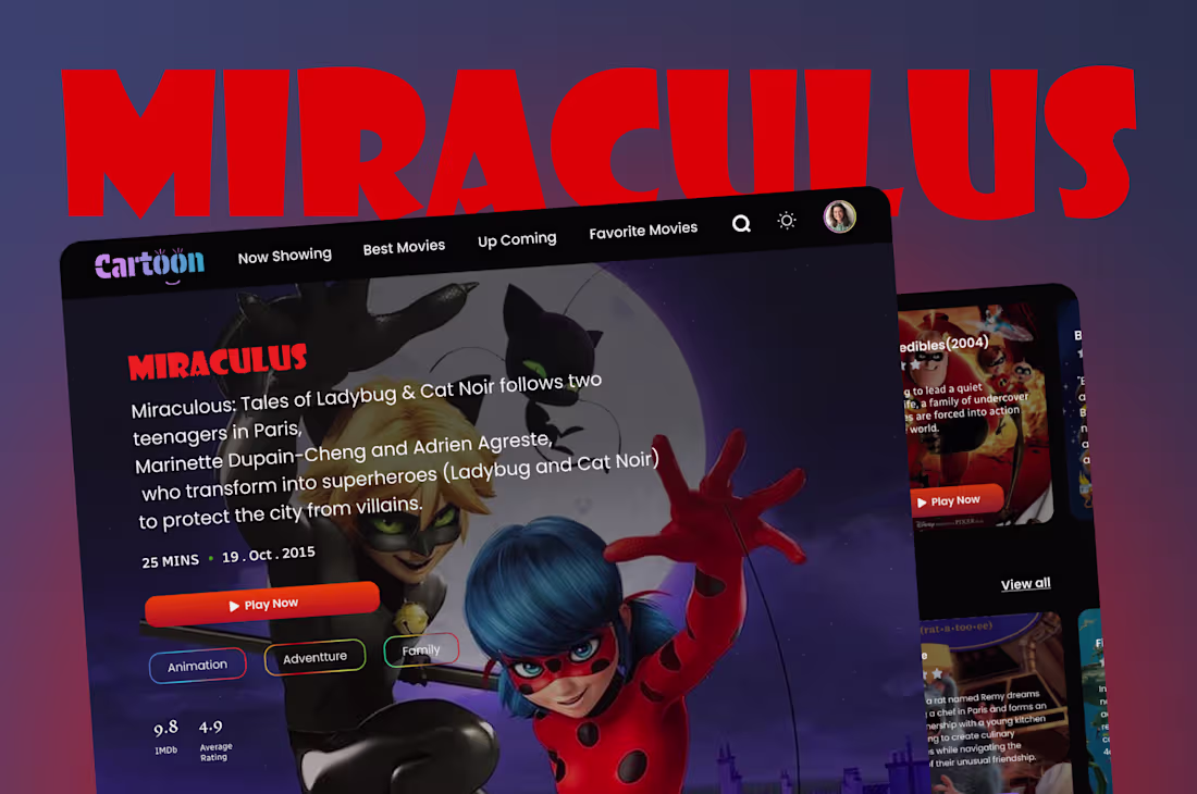 Cover image for Cartoon Movie " Landing Page "