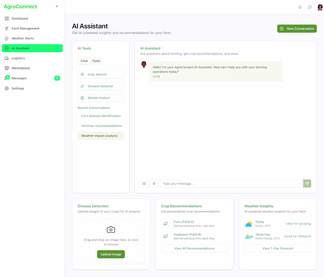Cover image for AgroConnect Agricultural Marketplace Development