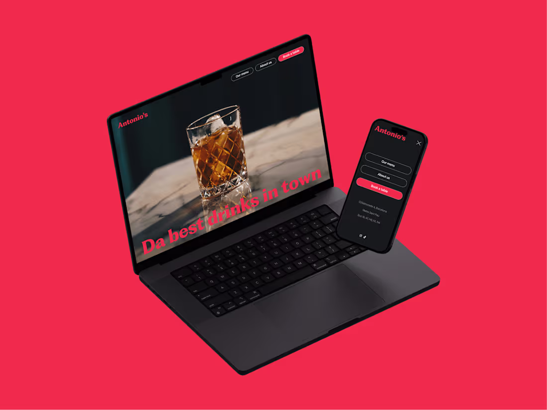 Cover image for Landing Page Made In Framer For Antonio's, A Cocktail Bar