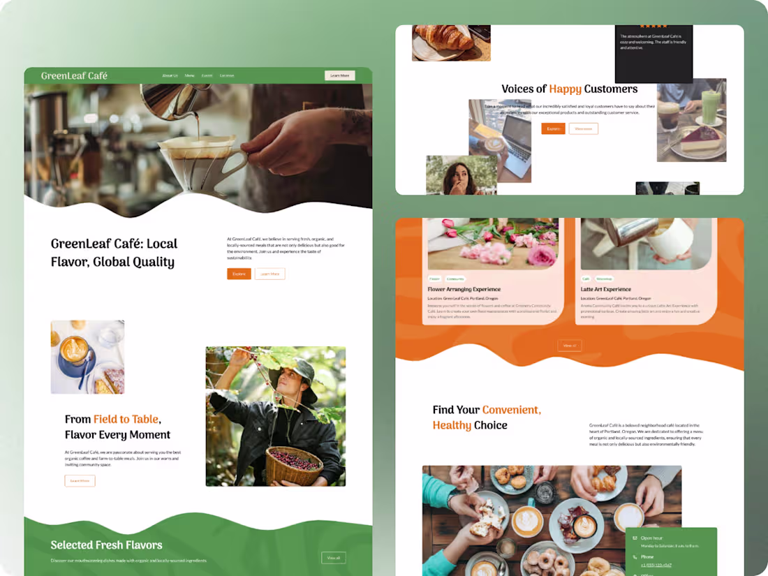Cover image for GreenLeaf Café Landing Page