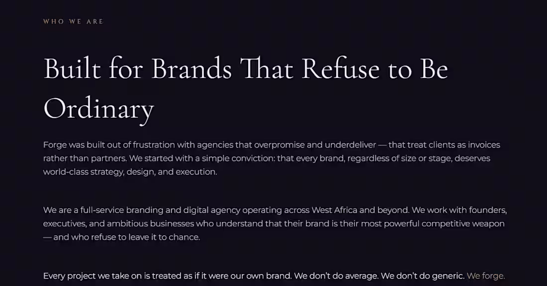 Cover image for Forge Agency is a dark