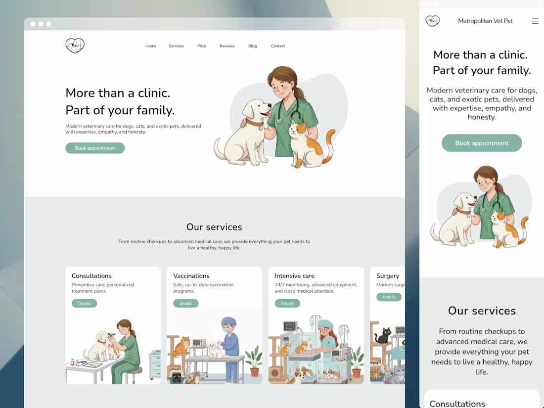 Cover image for Veterinary Clinic Website Redesign