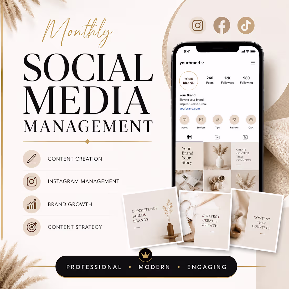 Cover image for Monthly Social Media Management for Brands, Coaches & Businesses