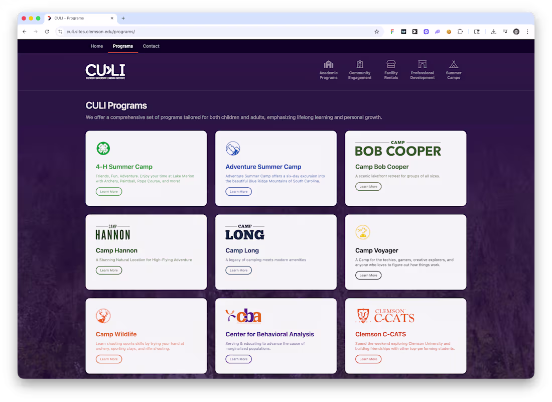 Cover image for Clemson University Learning Institute Website Rebuild