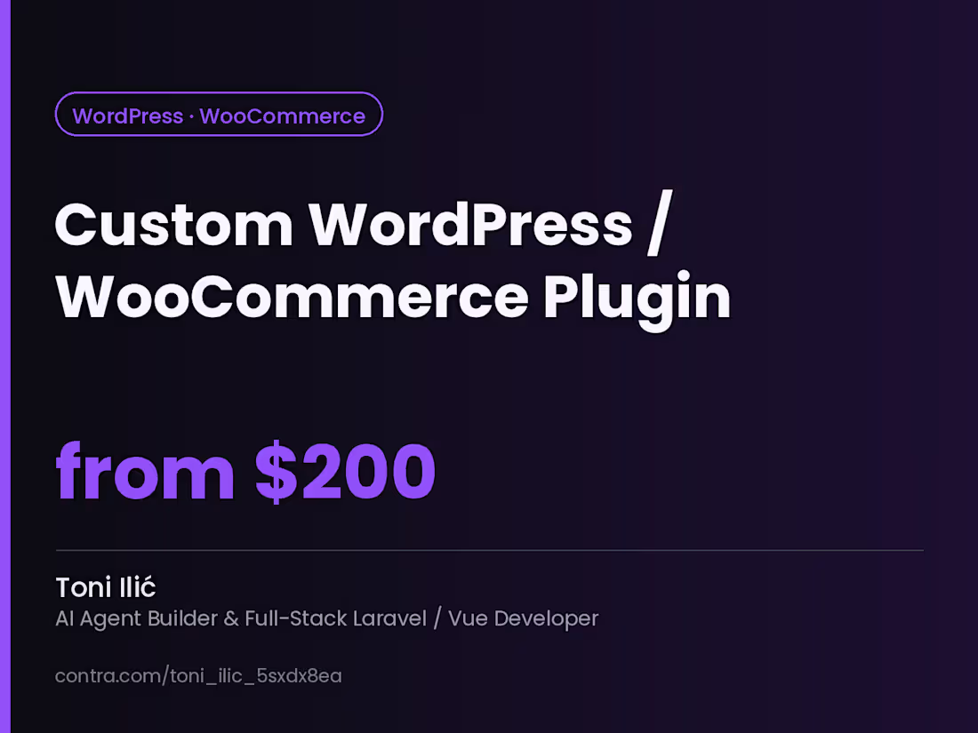 Cover image for Custom WordPress & WooCommerce Plugin Development