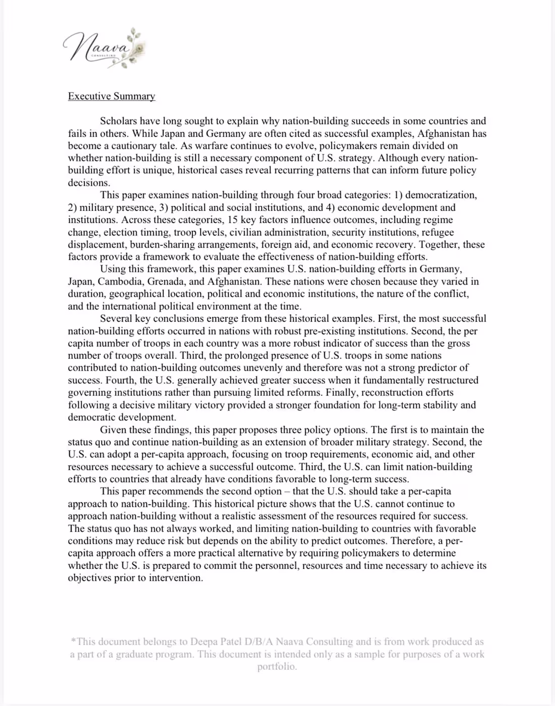 Cover image for Executive Summary - Masters Thesis