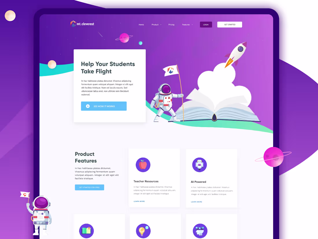 Cover image for Website Design for Mt. Cleverest EdTech Startup