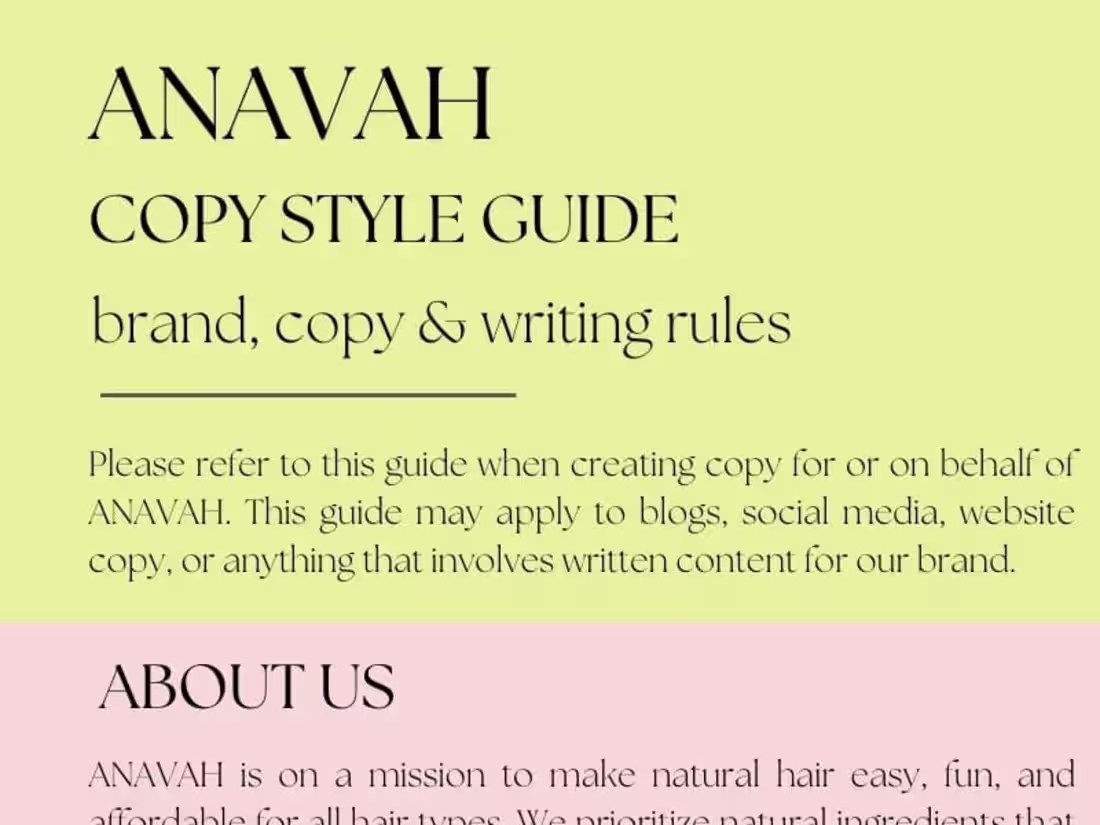 Cover image for Copy Style Guide Overview | Anavah