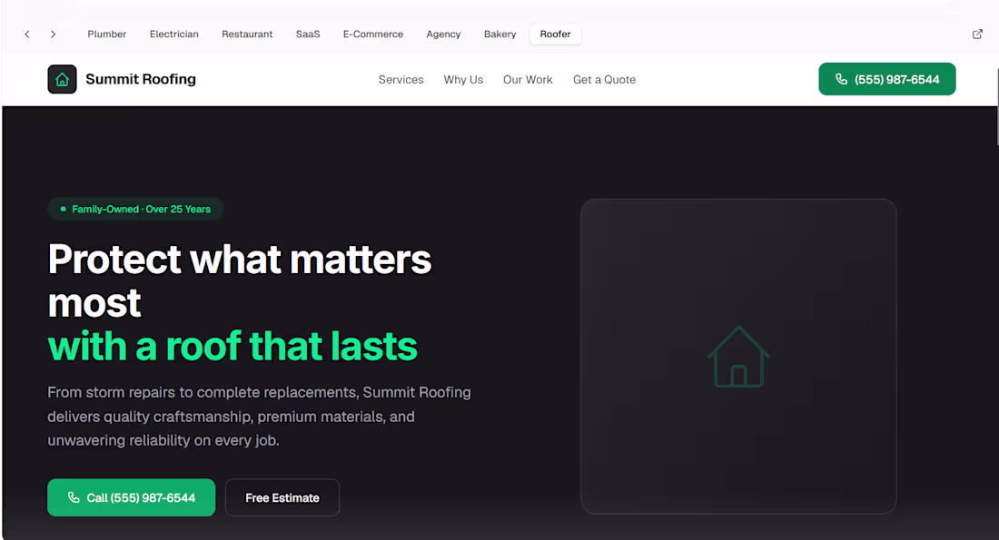 Cover image for Demo Roofer website