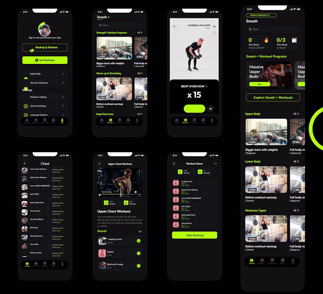 Cover image for Smash+ — Modern Fitness Experience Designed in FlutterFlow