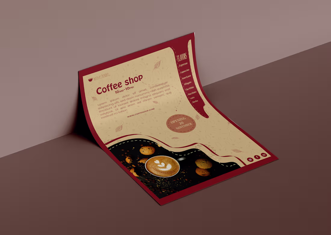 Cover image for Designed a cozy and modern coffee shop flyer highlighting th...