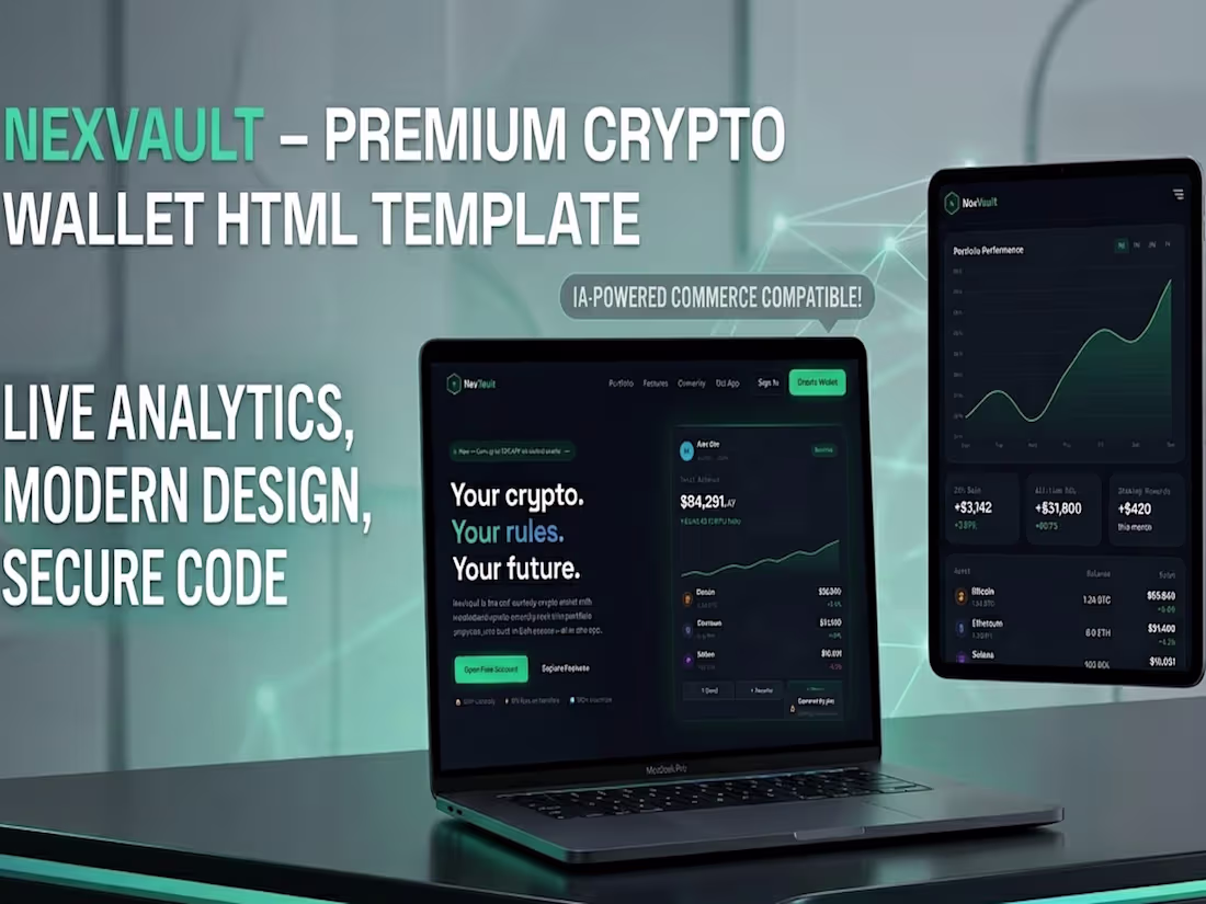 Cover image for Dark-mode fintech HTML template with