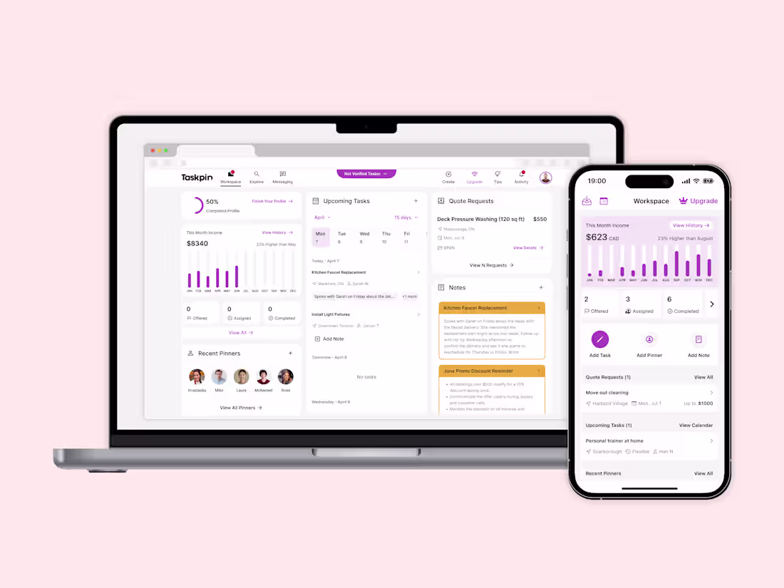 Cover image for Product Design: Taskpin SaaS and Professional Public Profile