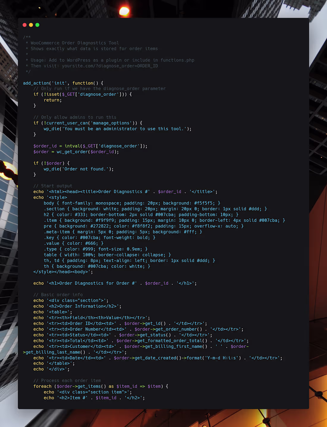 Cover image for Custom WooCommerce Order Diagnostics Tool
