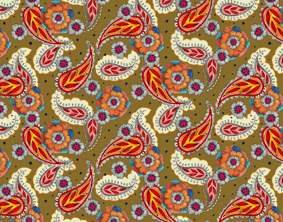 Cover image for Hand-Painted Paisley in Earthy Tones