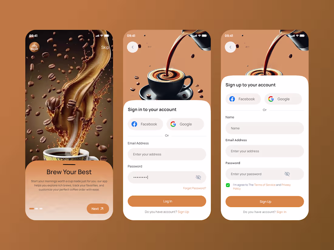Cover image for 👋Hi Everyone! Coffee Shop mobile app- Onboding , Sign-In, a...