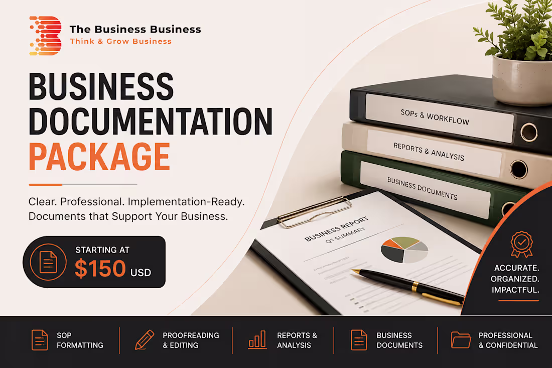 Cover image for Business Documentation & Reporting Support