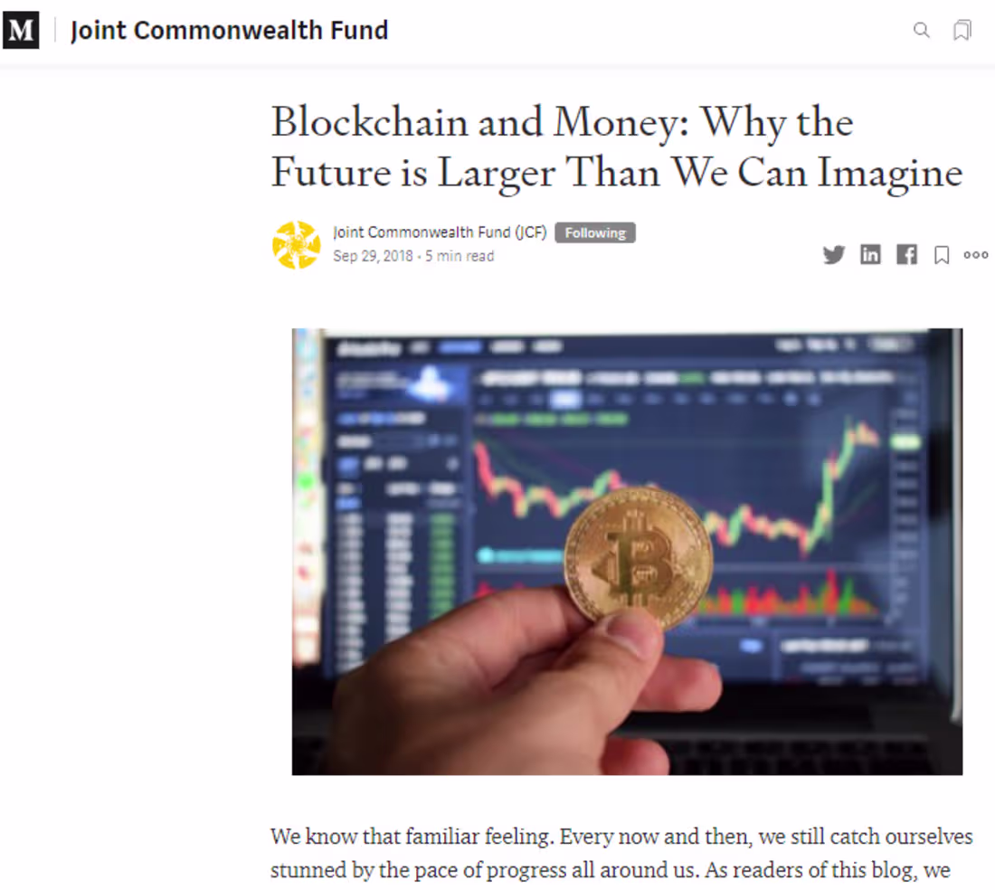 Cover image for Medium articles for JCF, a blockchain company