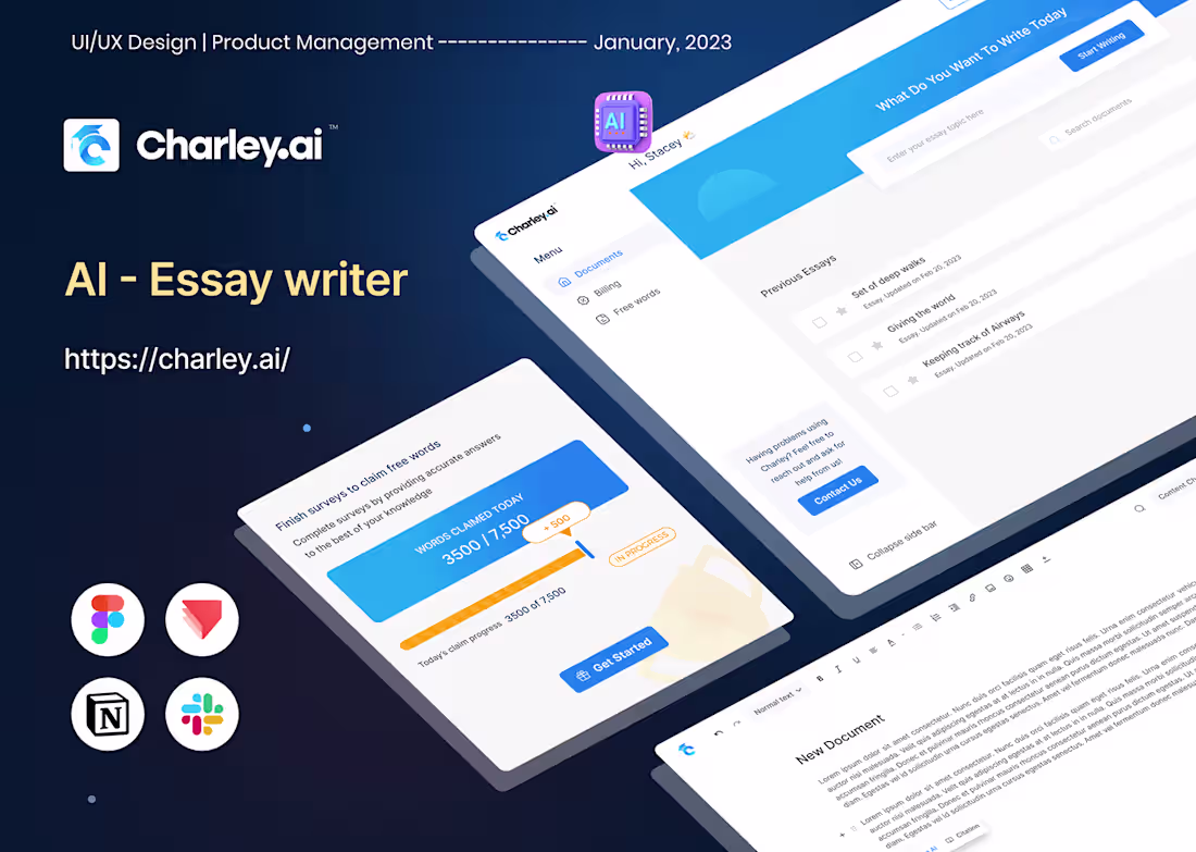Cover image for Charley AI - Essay writer SAAS Webapp