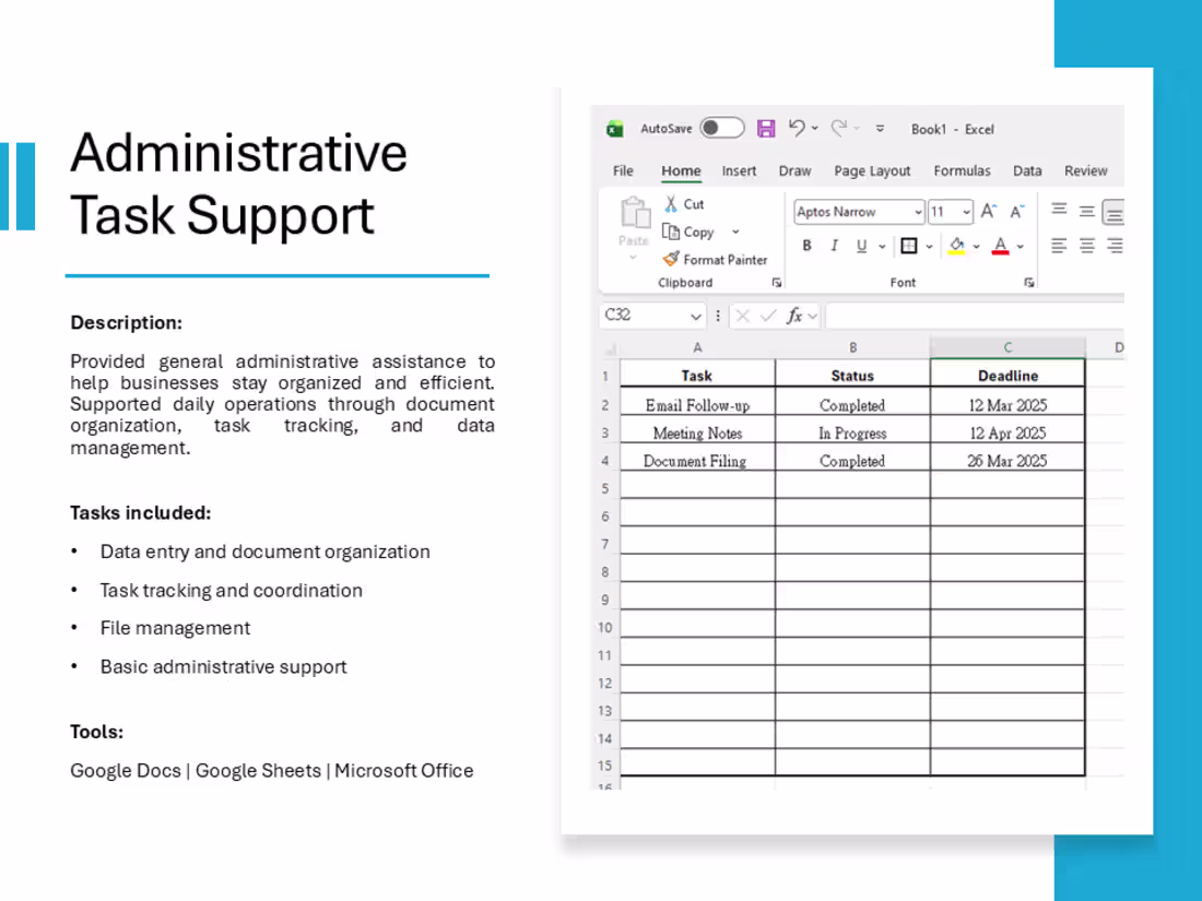 Cover image for Provided general administrative assistance to