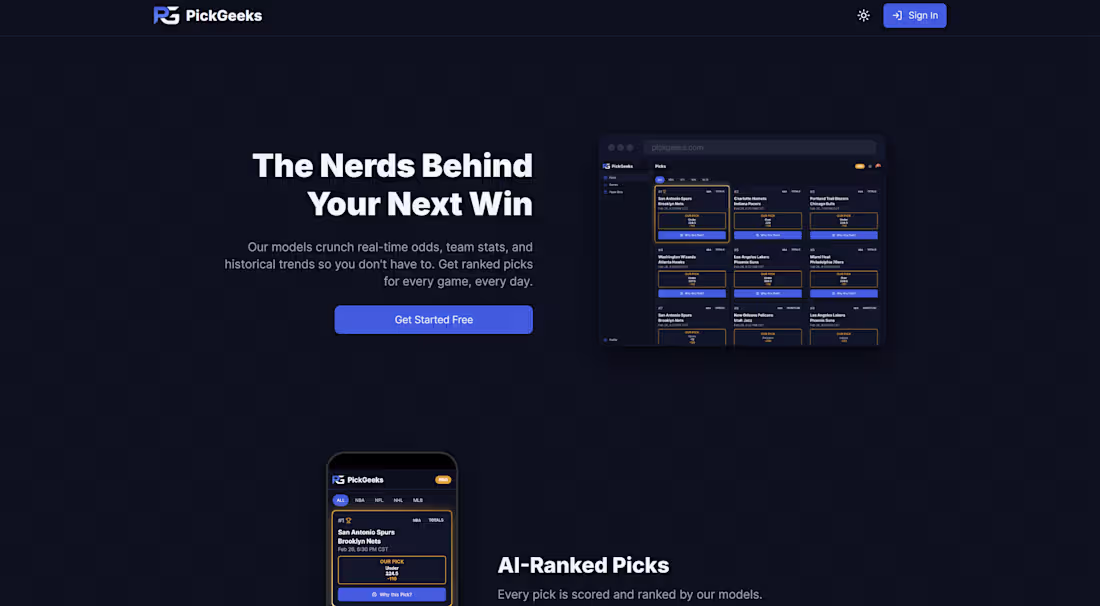 Cover image for PickGeeks — AI Sports Intelligence