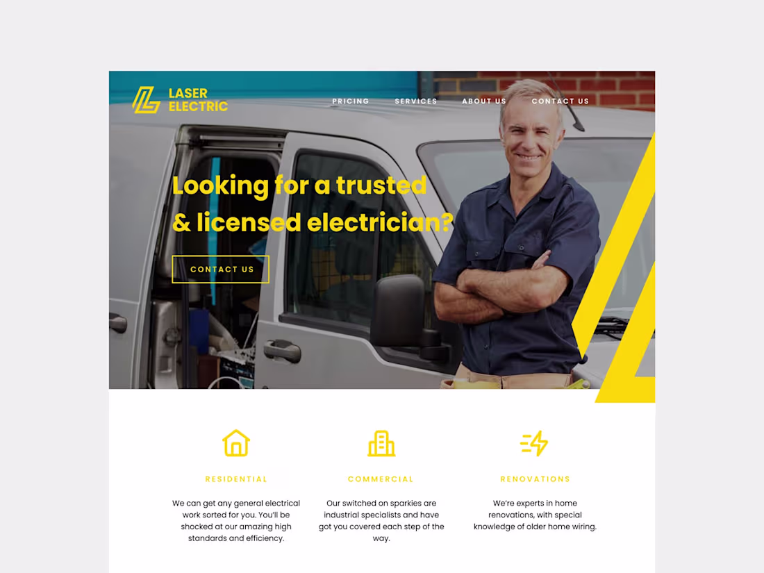Cover image for Electrician  Website Mock Up