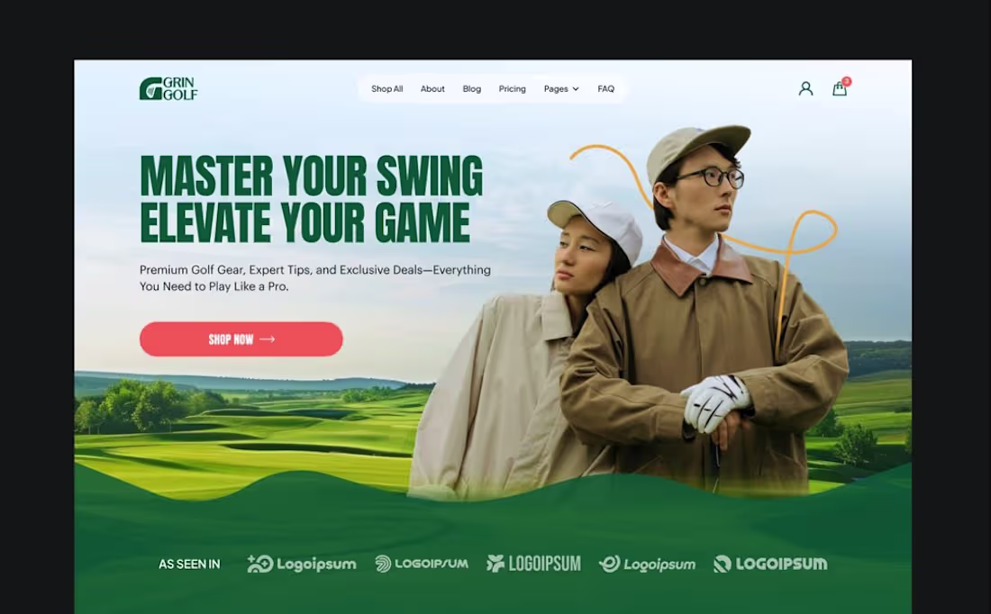 Cover image for Introducing Grin Golf A refined template crafted for golf ac...