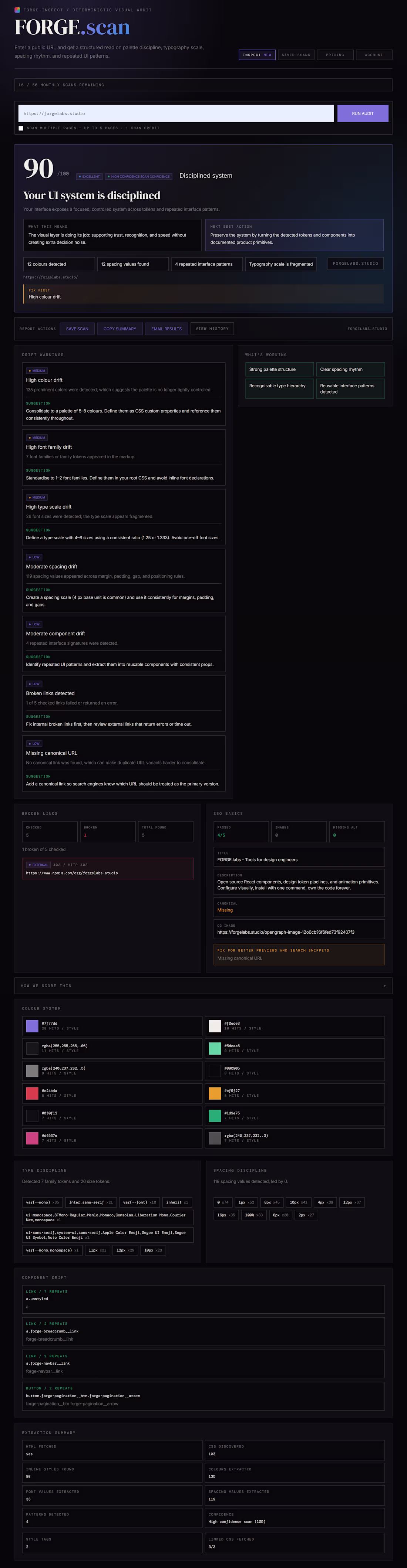 Cover image for FORGE Inspect: UI Consistency & Design Audit Tool