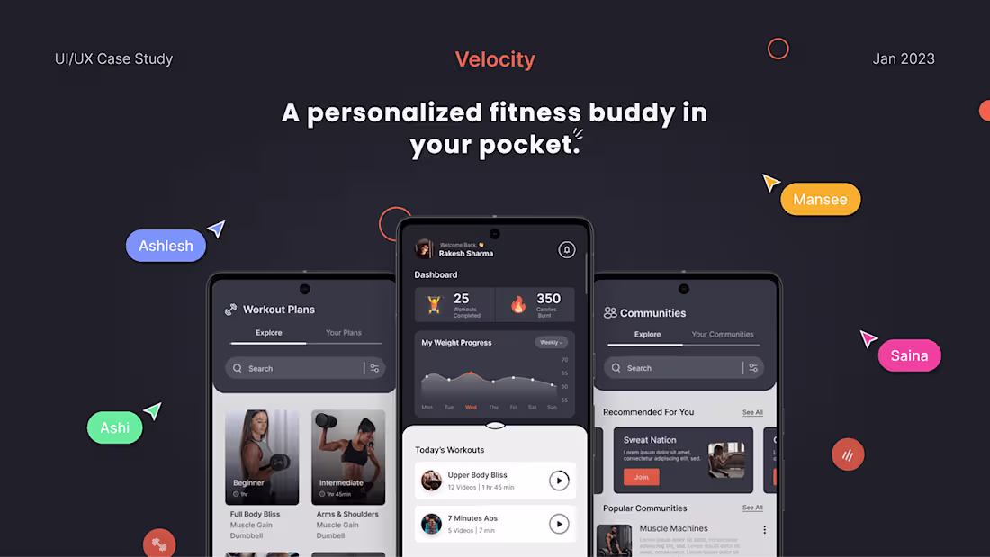 Cover image for Velocity | Fitness App | Case Study on Behance