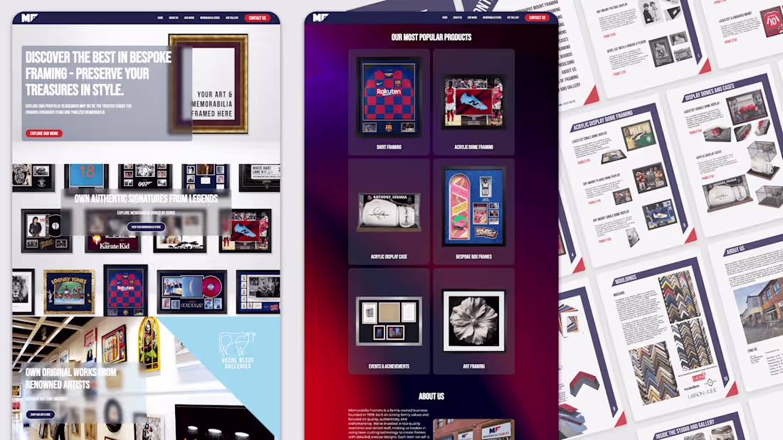 Cover image for Web and Collateral Overhaul for Memorabilia Framers