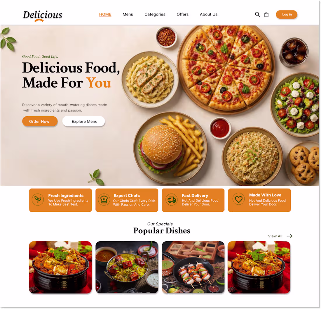 Cover image for I designed food landing page