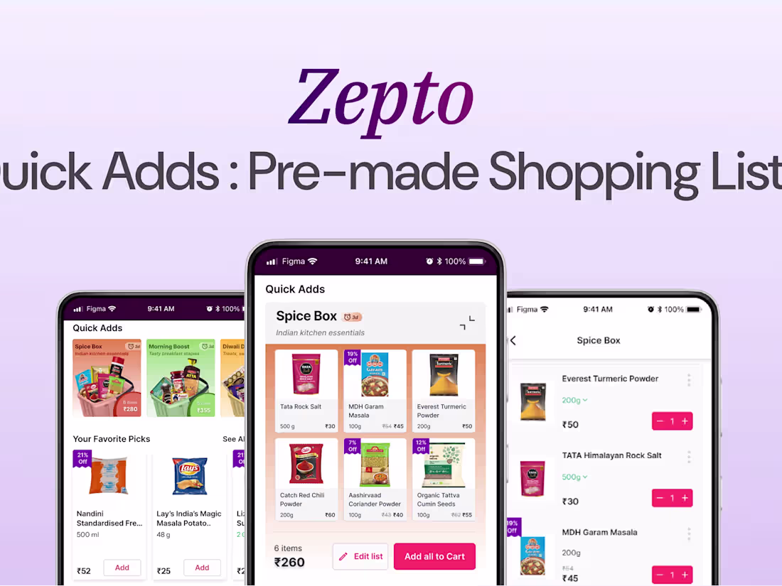 Cover image for Zepto - Quick Adds: Pre-made Shopping list