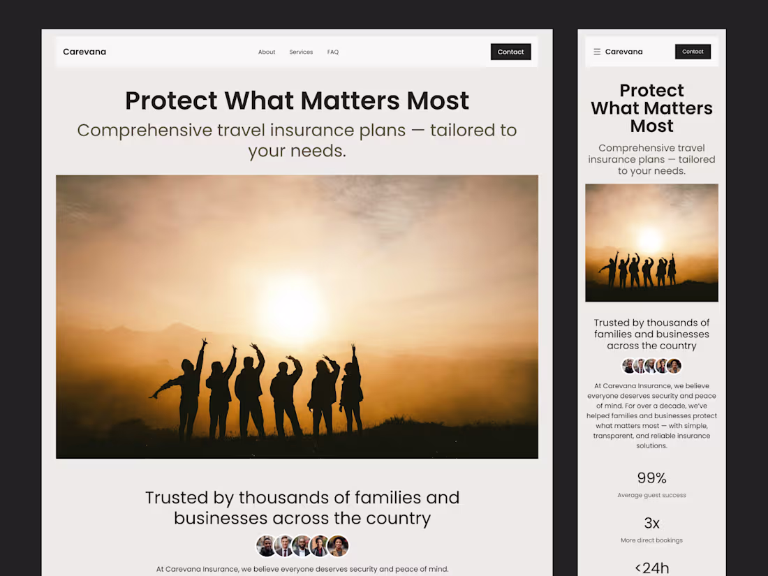 Cover image for Carevana – Travel Insurance Company Landing Page
