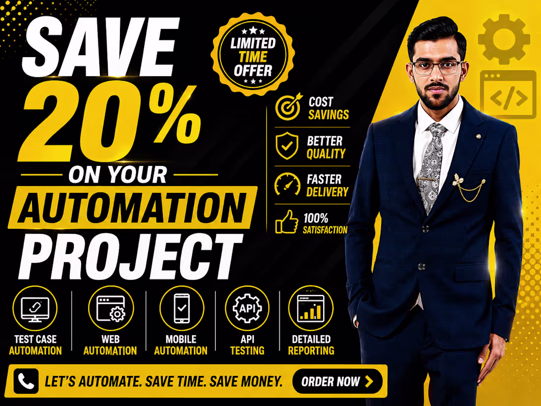 Cover image for I will automate web, mobile, and API testing to save QA effort
