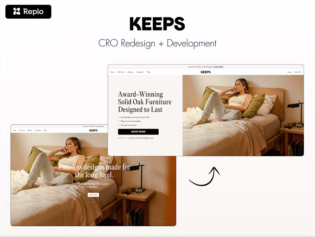Cover image for Keeps Home | CRO Redesign + Replo Development
