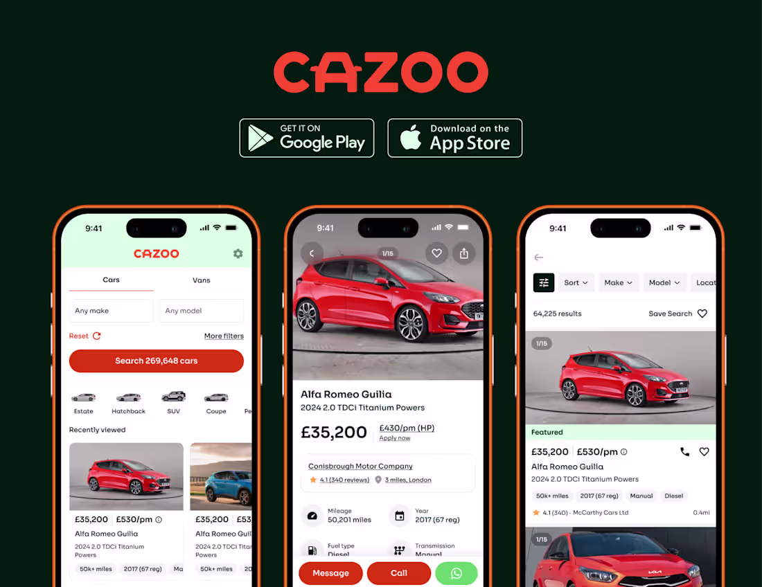 Cover image for Cazoo Mobile App - Available