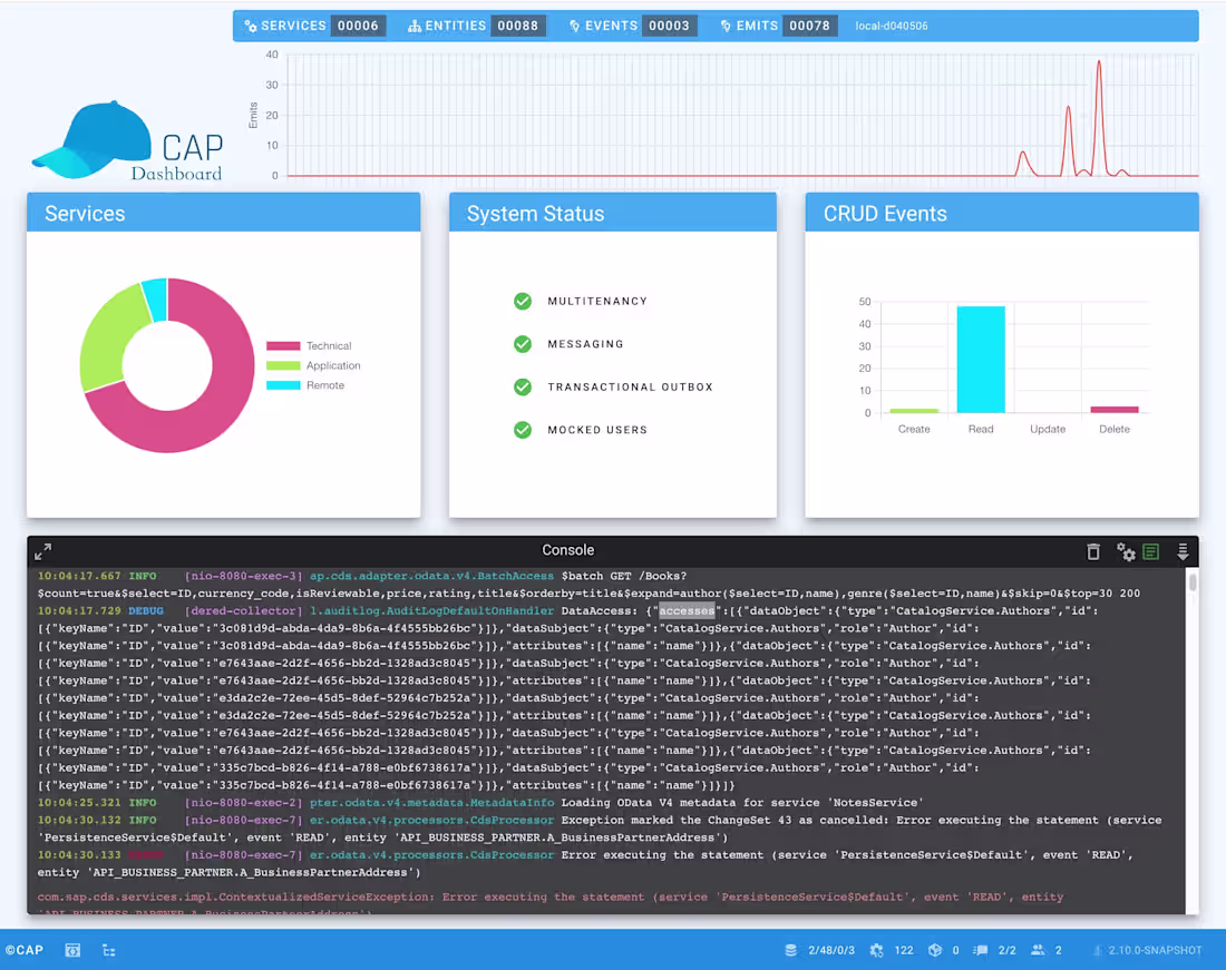 Cover image for SAP CAP - Developer Dashboard Node.js Runtime