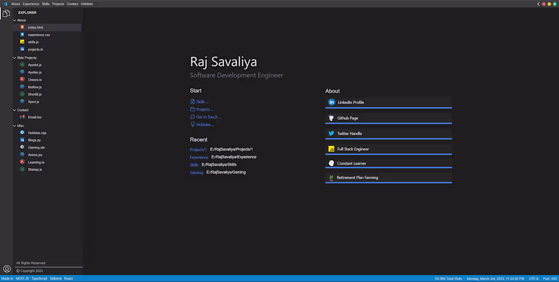 Cover image for VSCode Themed Dev Portfolio