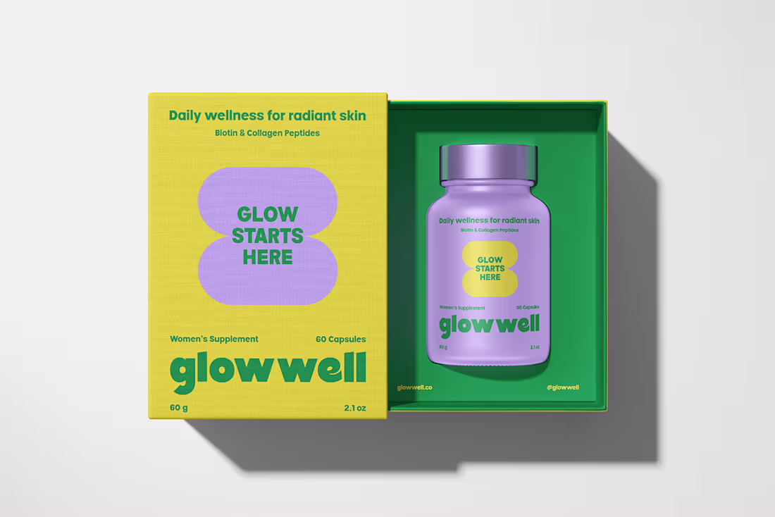 Cover image for Glowwell | Wellness Supplement Packaging Design