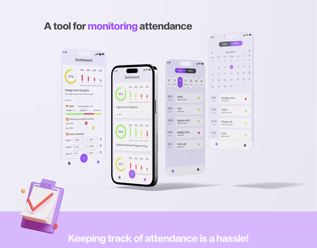 Cover image for Attendance tracking app UI Design :: Behance
