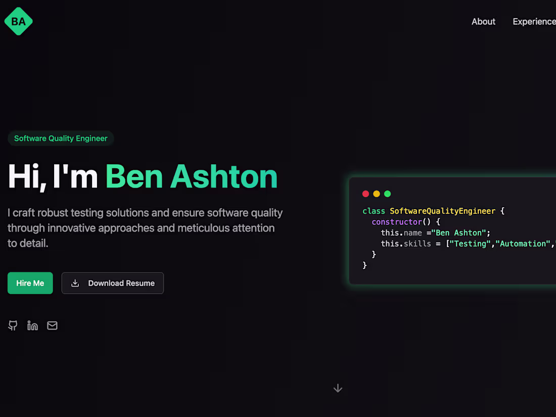 Cover image for Ben Ashton | Software Quality Engineer
