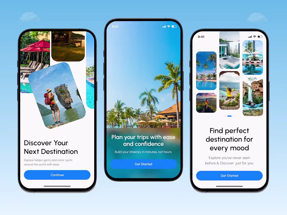 Cover image for Travel Mobile App Onboarding Design