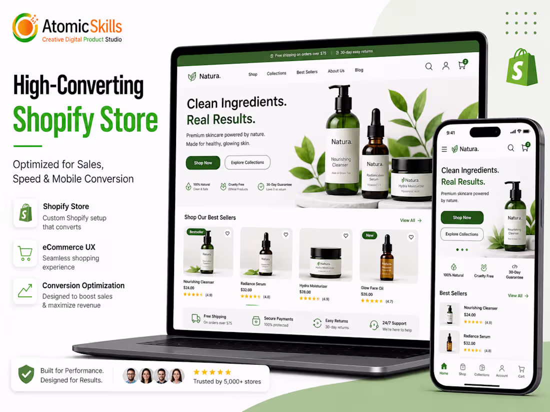 Cover image for High-Converting Shopify Store for Beauty & Skincare Brands