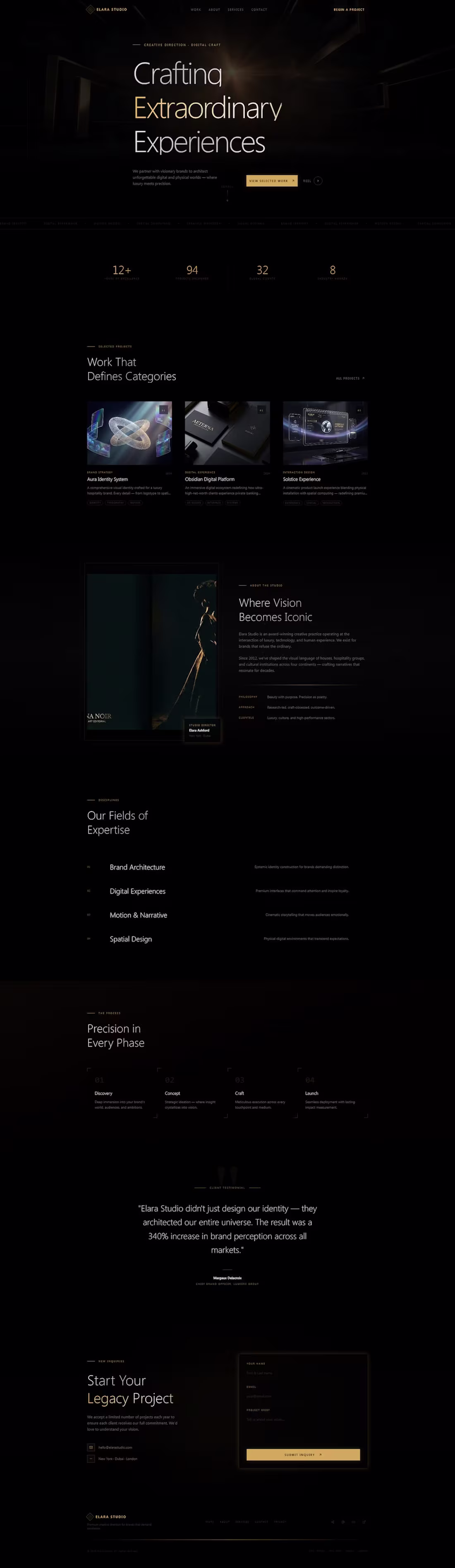 Cover image for Elara Studio Creative Agency Website