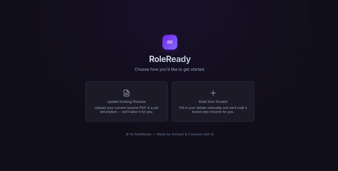 Cover image for RoleReady AI-Powered Resume Tailoring Platform
RoleReady