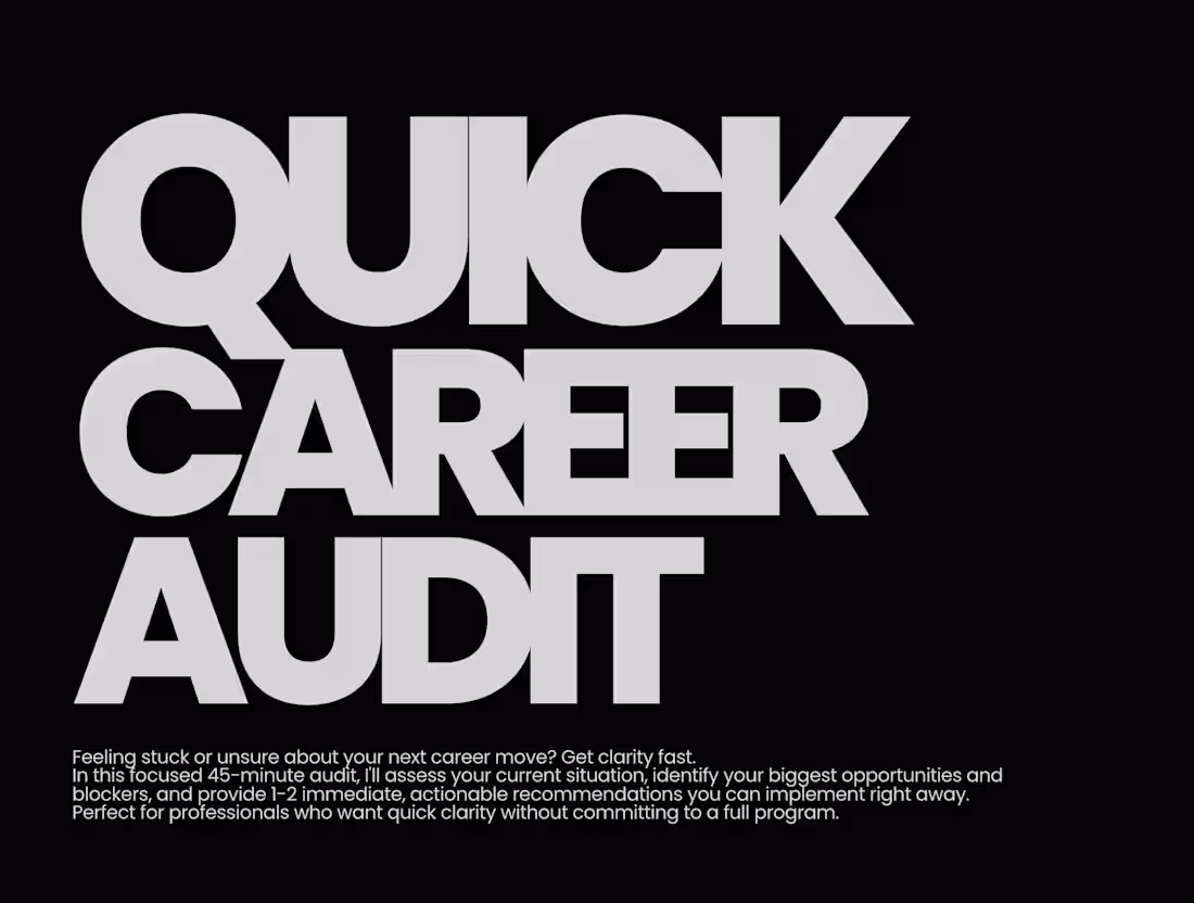Cover image for Quick Career Audit 
