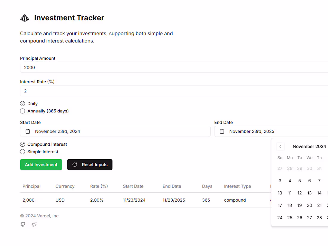 Cover image for Investment Tracker Application