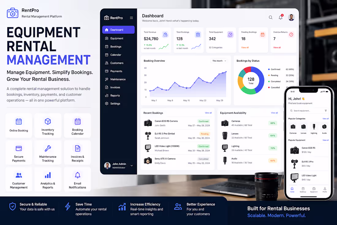 Cover image for Equipment Rental Management Platform with Online Booking & I...